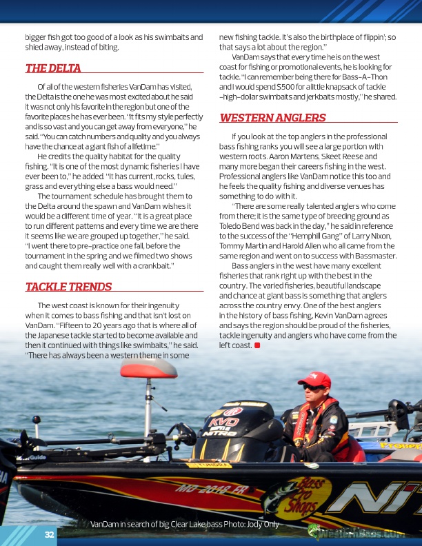 kevin vandam on western anglers fishing west coast lakes, west coast fishery tips from kevin vandam, kvd, tackle trends